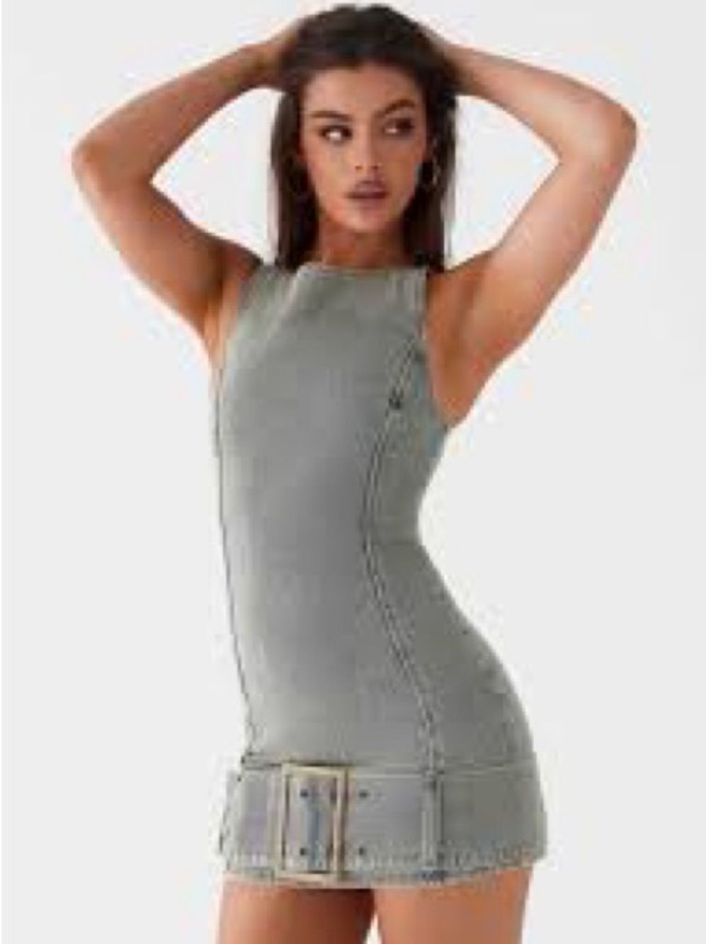 Peppermayo Dark Matter Sleeveless Denim Mini Dress with Front Buckle NWT 8 US - Picture 1 of 10